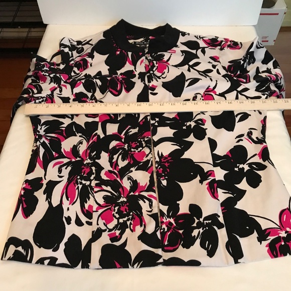 DANA KAY Open Front Cardigan Jacket Cotton Floral Black Pink Womens Plus Size 14 - Picture 10 of 16